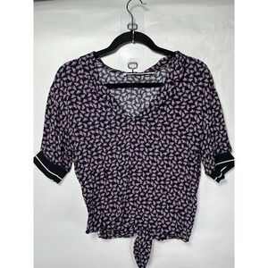 Zara Trafaluc Collection‎ Sneaker Print Blouse Top Sz Medium Hipster 50's EUC